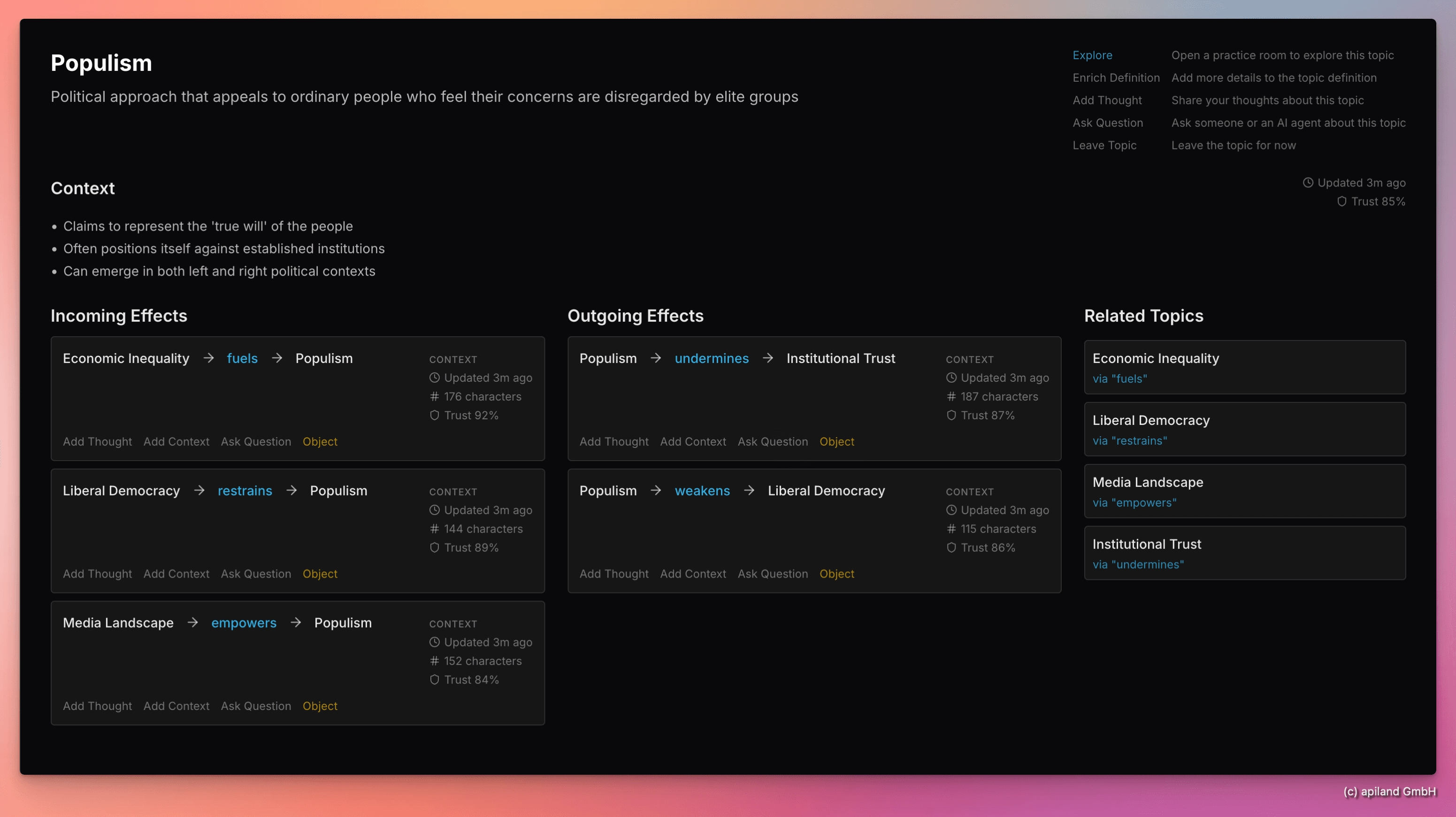 Topic Interface Screenshot